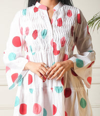 Bubble Bliss Mini Handblock Printed Polka Dot Dress