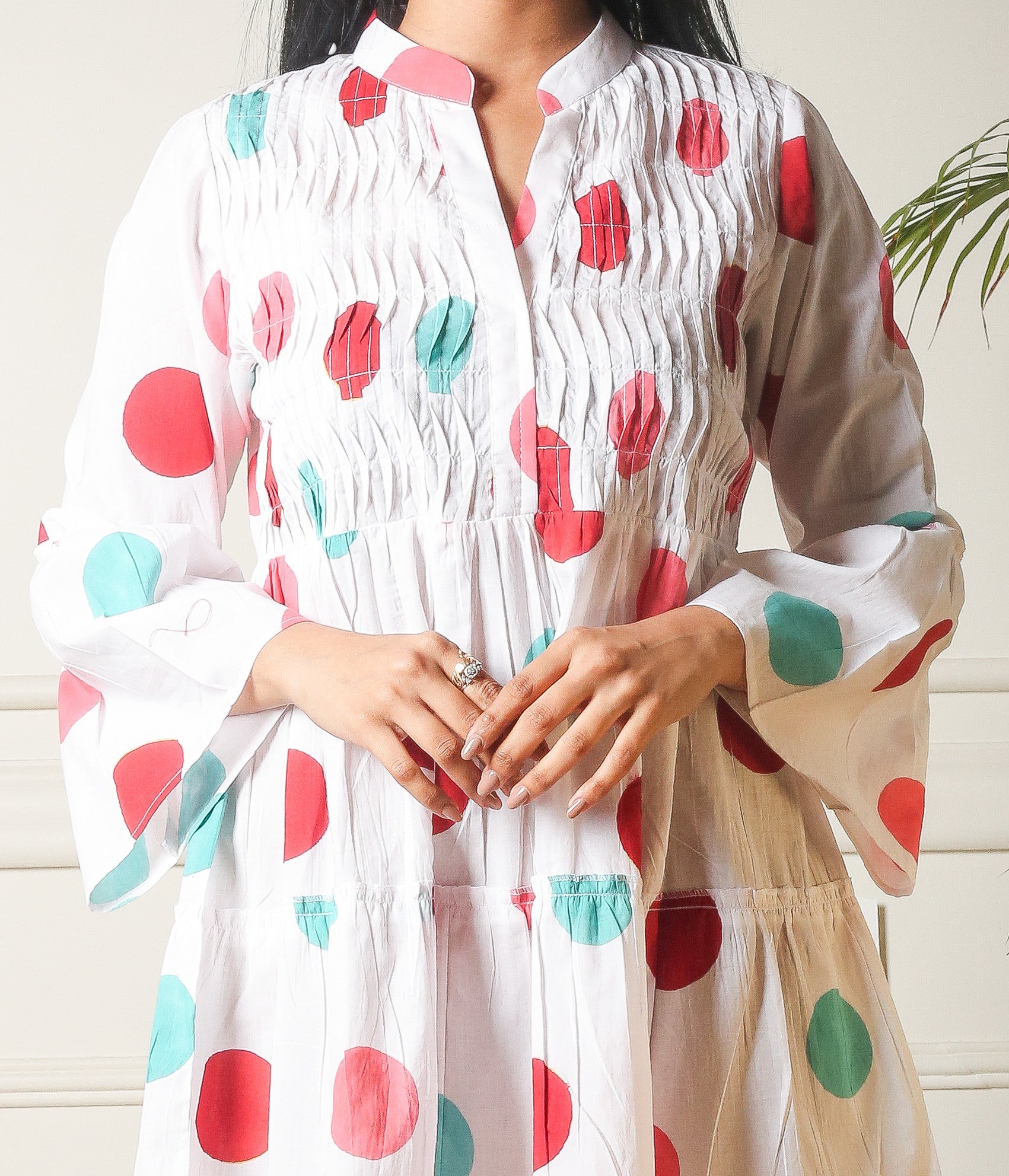 Bubble Bliss Mini Handblock Printed Polka Dot Dress