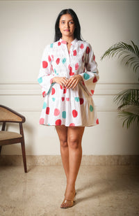Bubble Bliss Mini Handblock Printed Polka Dot Dress