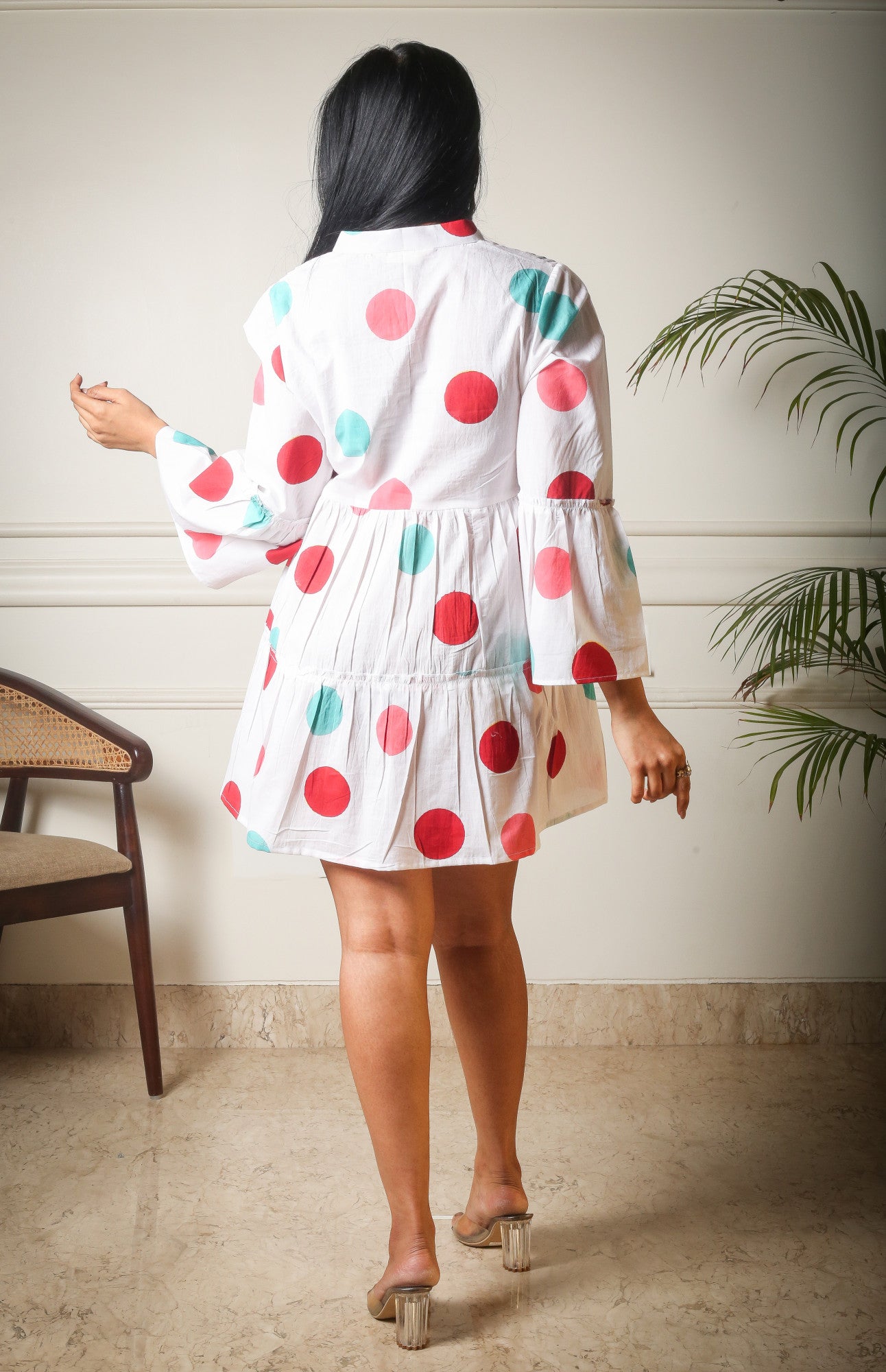Bubble Bliss Mini Handblock Printed Polka Dot Dress