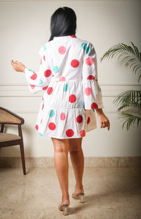 Bubble Bliss Mini Handblock Printed Polka Dot Dress