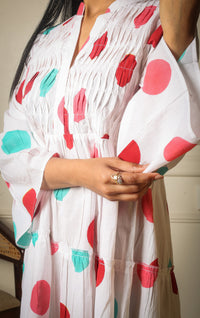 Bubble Bliss Mini Handblock Printed Polka Dot Dress