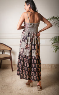Bohemian Breeze Patch Work Handblock Printed Maxi
