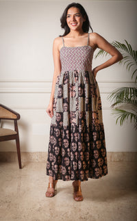 Bohemian Breeze Patch Work Handblock Printed Maxi