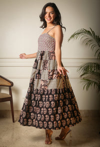 Bohemian Breeze Patch Work Handblock Printed Maxi