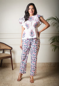 Blossom Breeze Handblock Printed Floral Co-ord Set