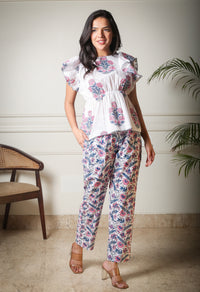 Blossom Breeze Handblock Printed Floral Co-ord Set