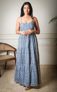 Indra Handblock Printed Cotton Maxi Dress