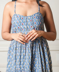 Indra Handblock Printed Cotton Maxi Dress