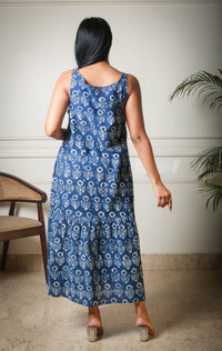 Indigo Breeze Relaxed Fit  Handblock Printed Cotton Dress
