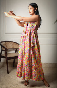 Sunburst Serenity Printed Multicolour Long Dress