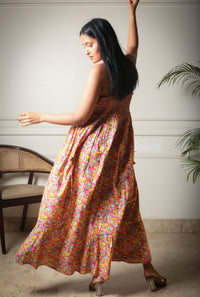 Sunburst Serenity Printed Multicolour Long Dress