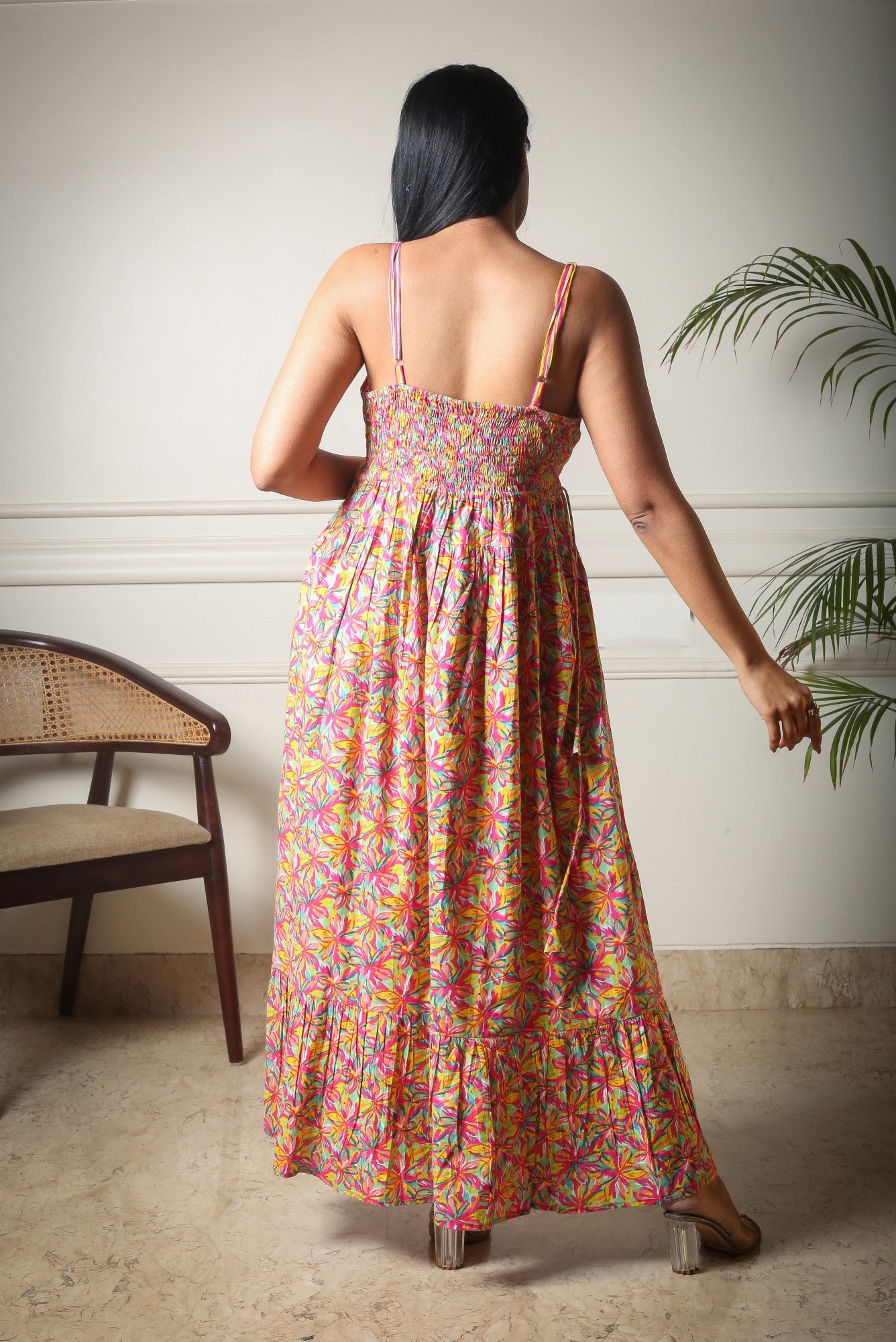 Sunburst Serenity Printed Multicolour Long Dress