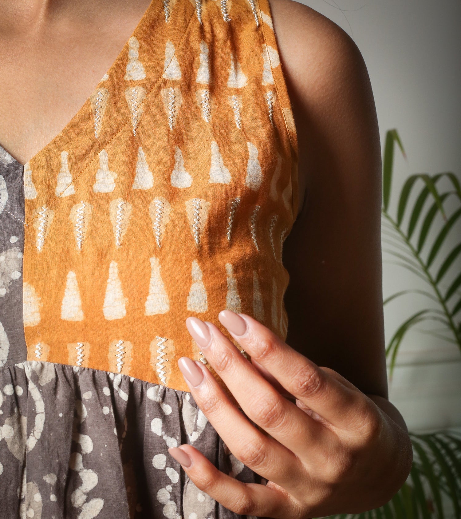 Sunset Hues Boho Handblock Printed Peplum Cotton Top