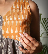 Sunset Hues Boho Handblock Printed Peplum Cotton Top