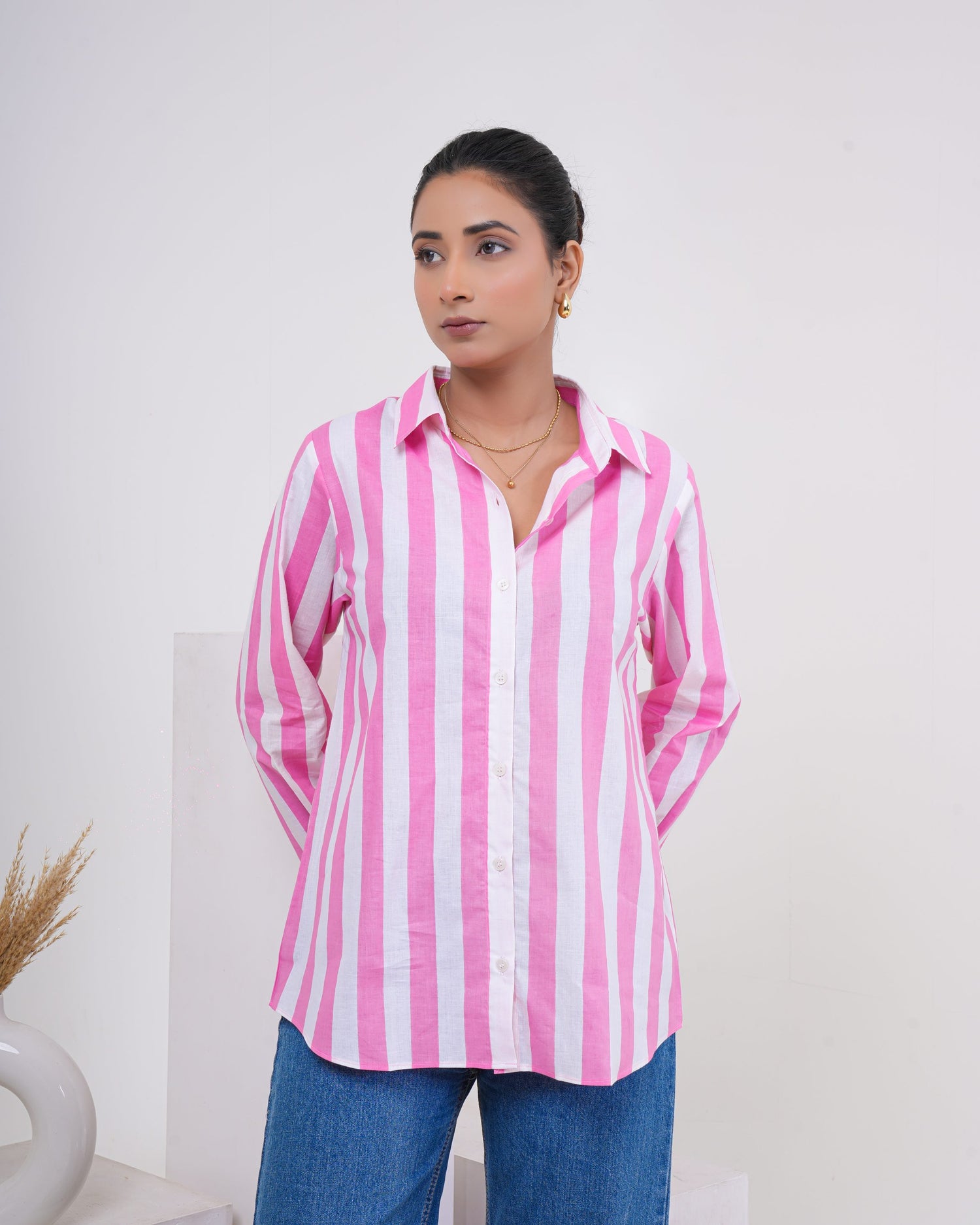 Pink Candy Stripe Pure Cotton Women’s Shirt