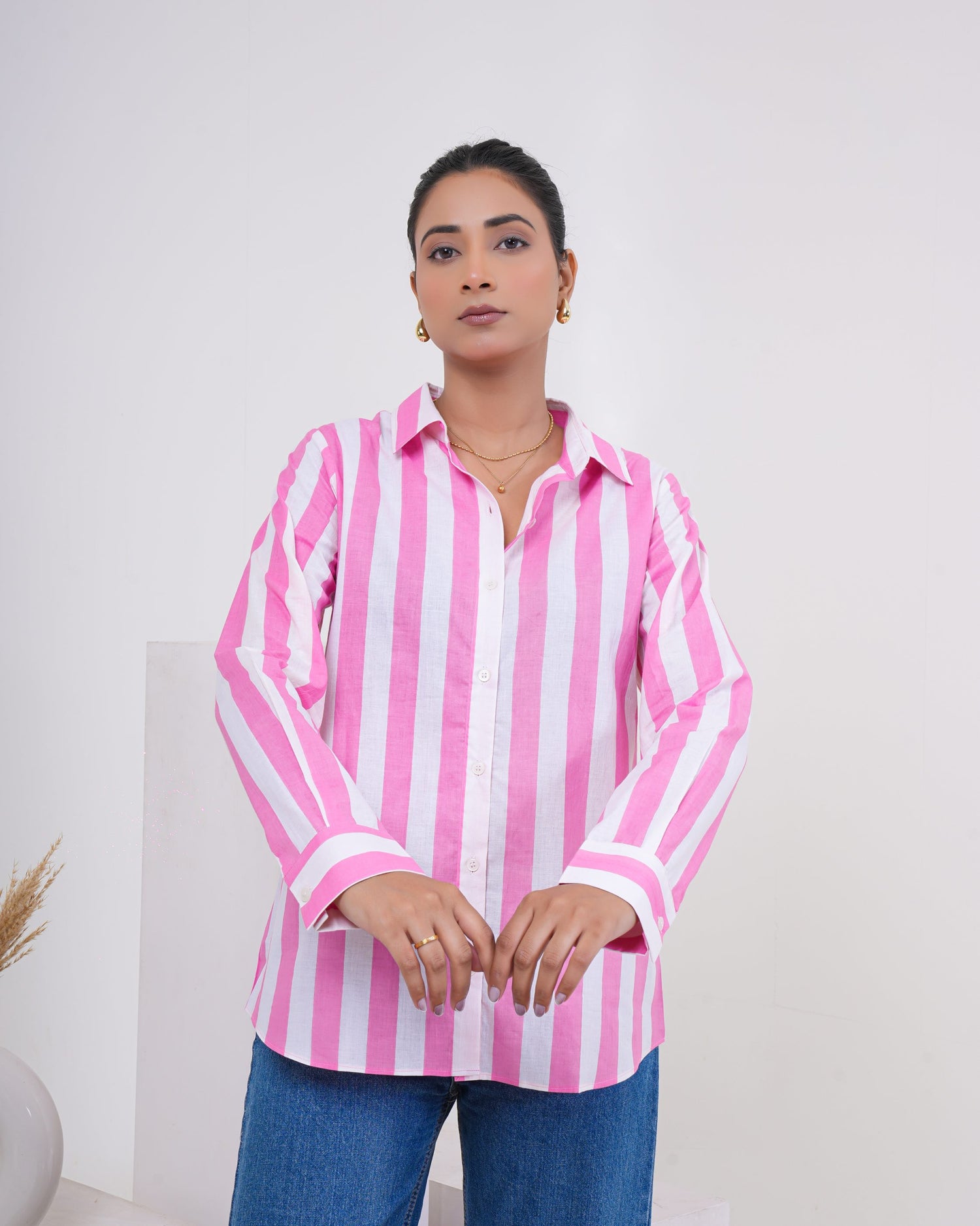 Pink Candy Stripe Pure Cotton Women’s Shirt
