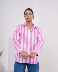 Pink Candy Stripe Pure Cotton Women’s Shirt