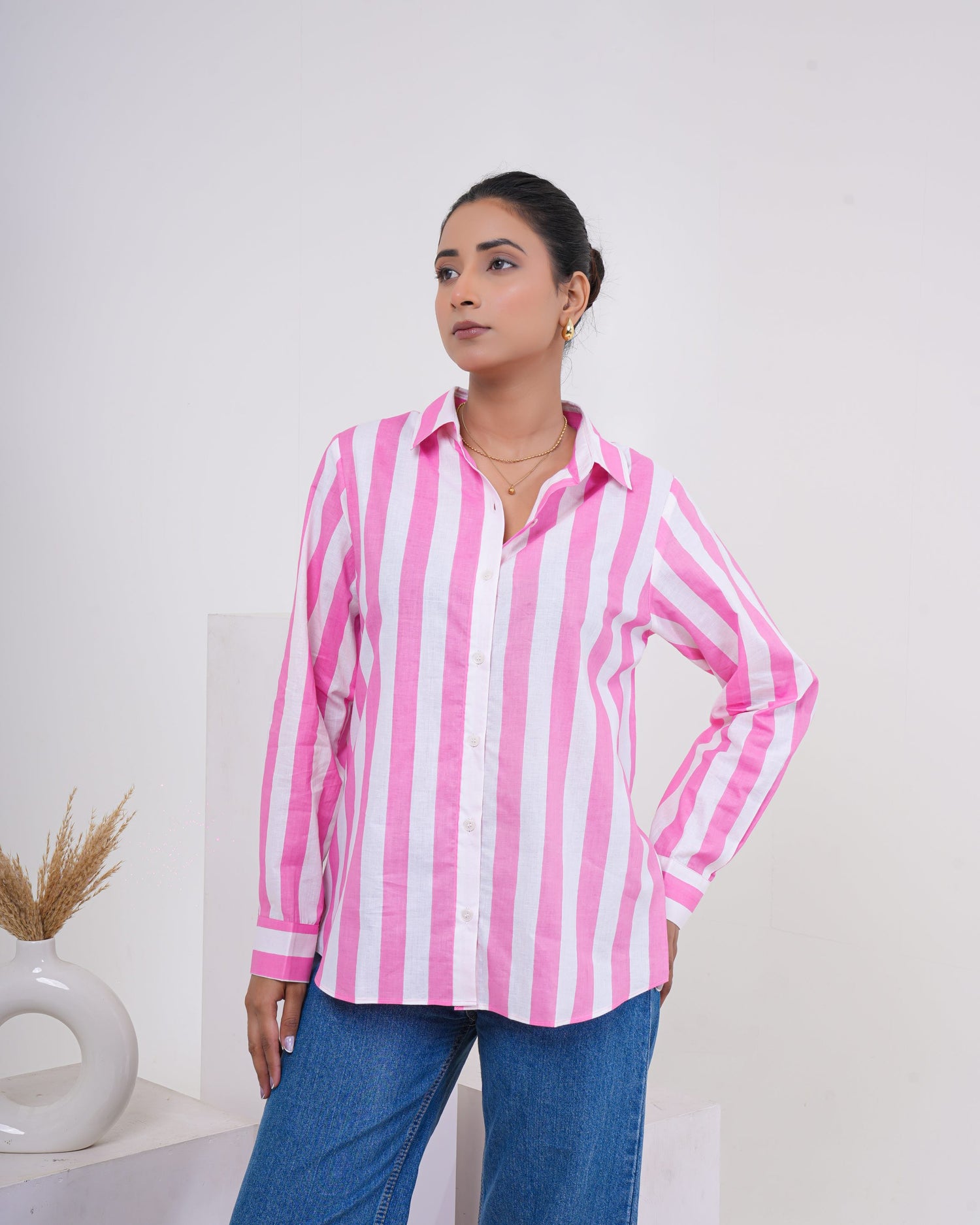 Pink Candy Stripe Pure Cotton Women’s Shirt