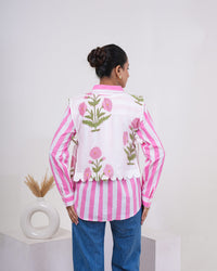 Blush Bloom Stripe Layered Pure Cotton Shirt