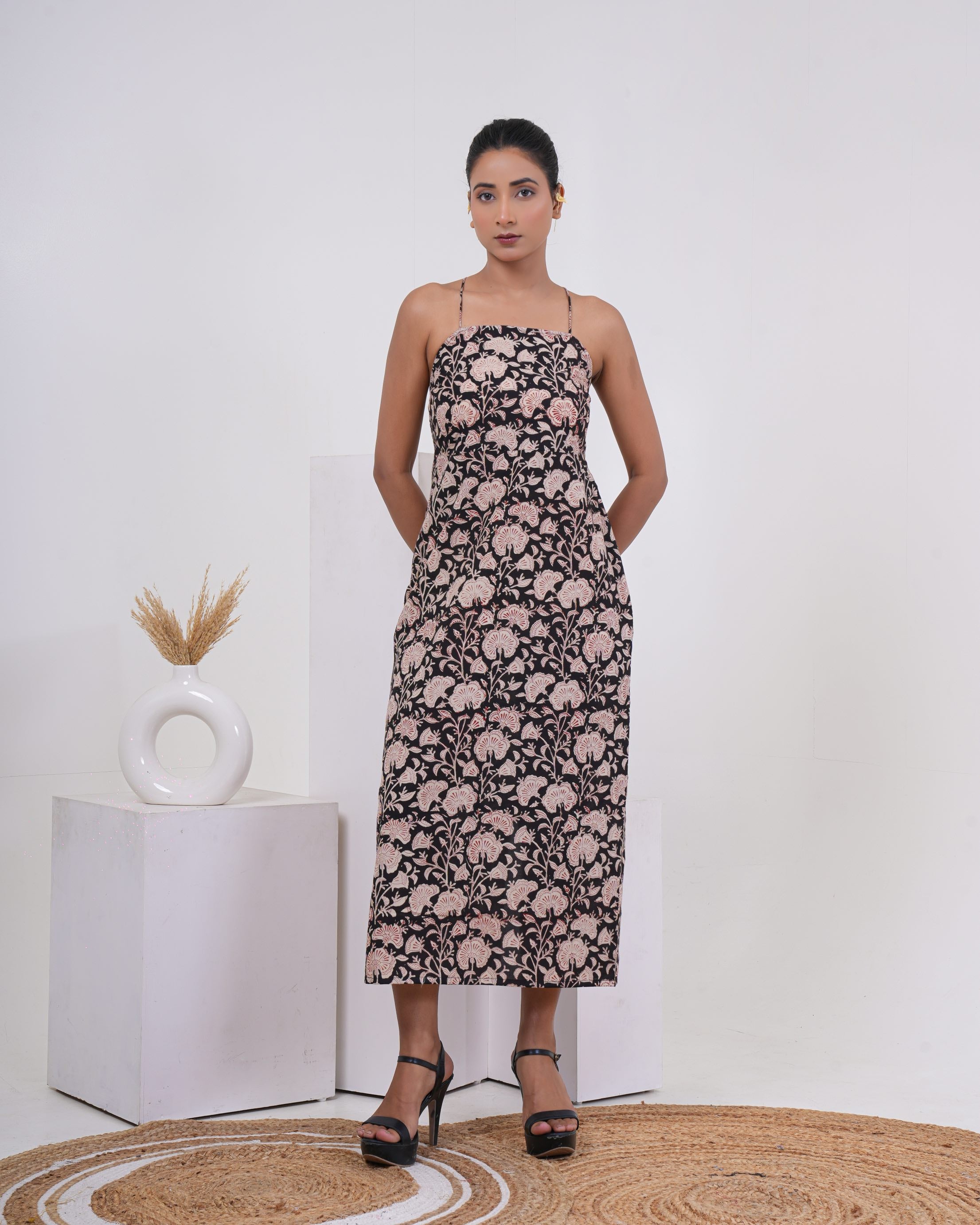 Midnight Bloom Pure Cotton Slip Dress