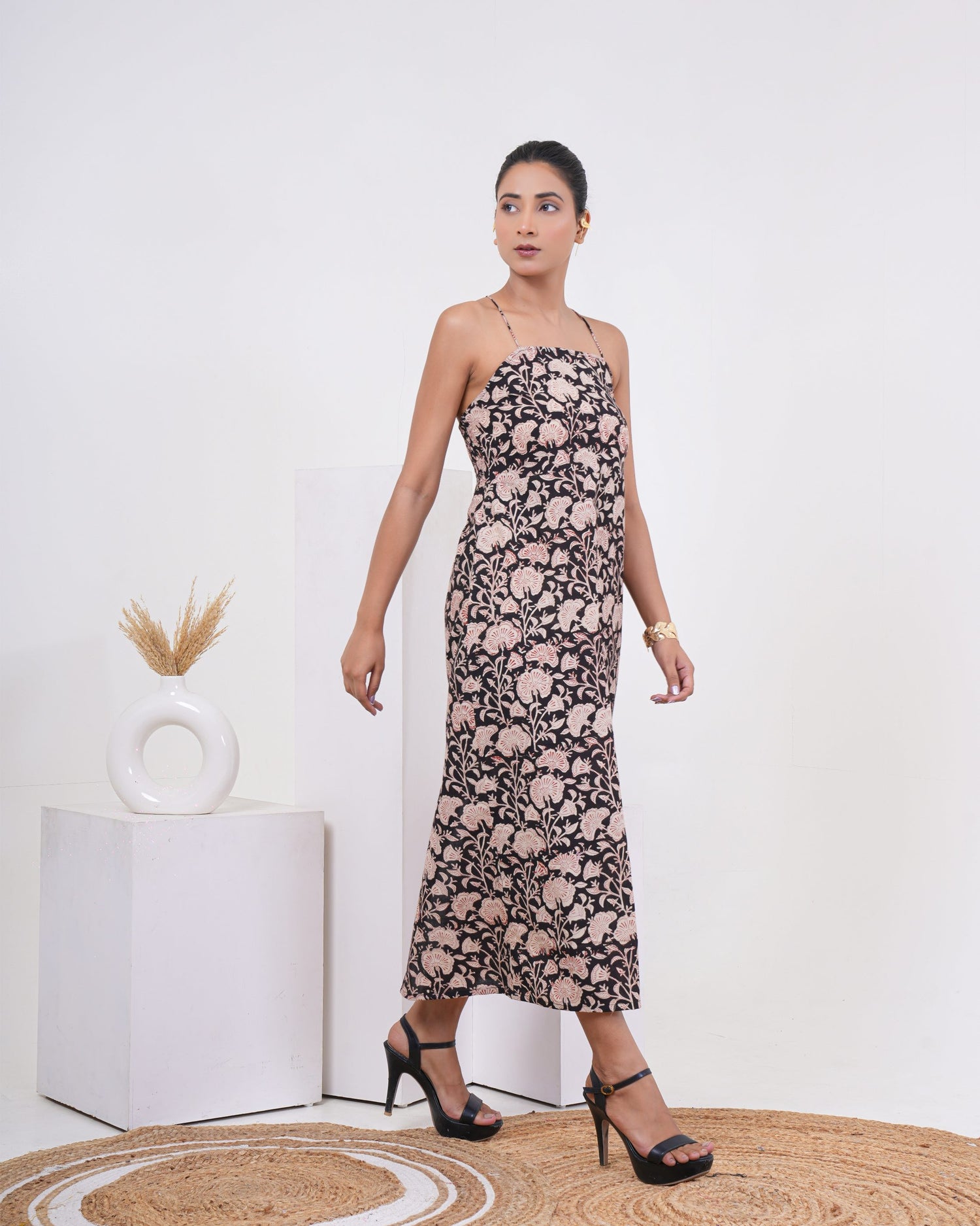 Midnight Bloom Pure Cotton Slip Dress