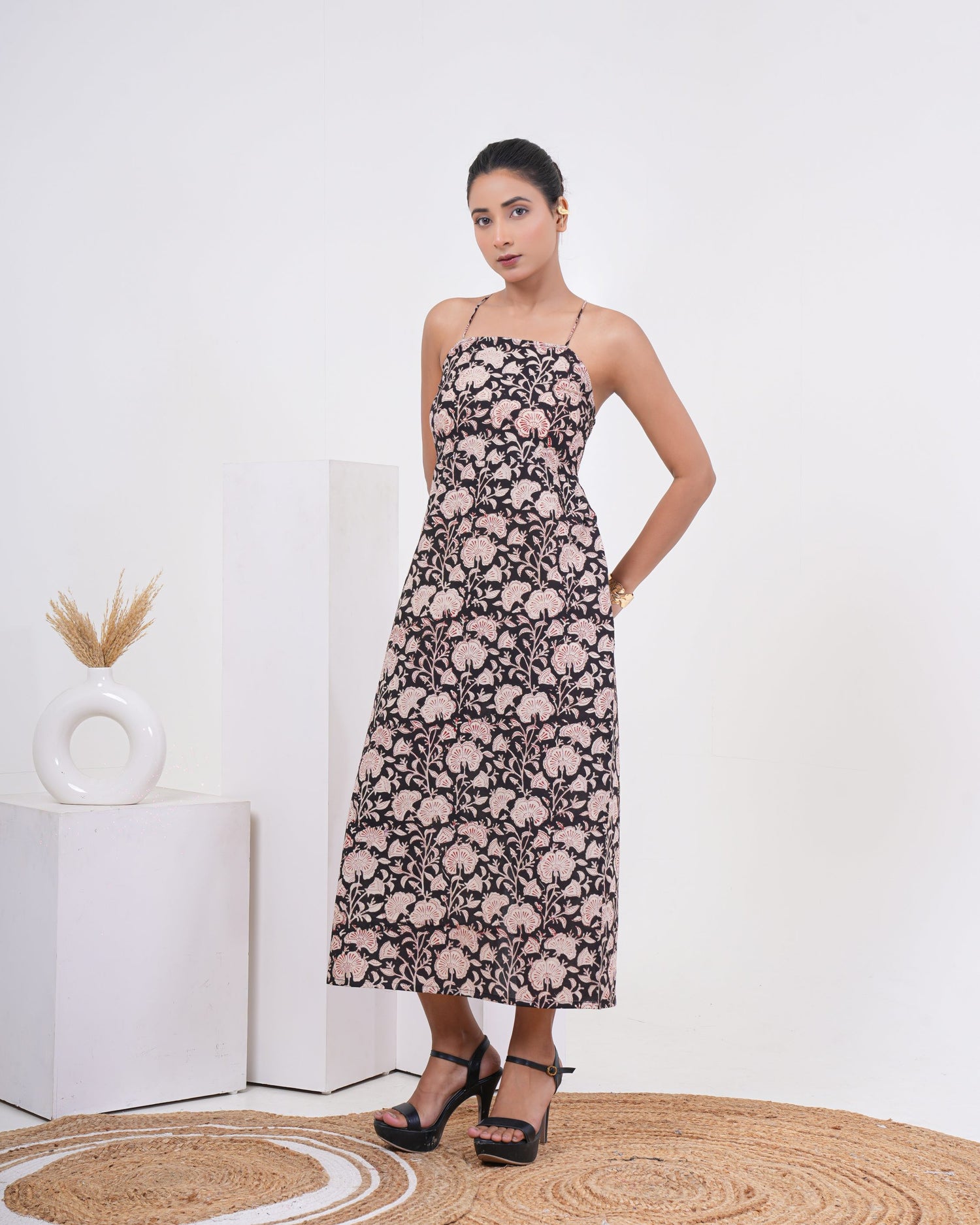 Midnight Bloom Pure Cotton Slip Dress