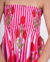 Rose Bloom Smocked Pure Cotton Tube Top
