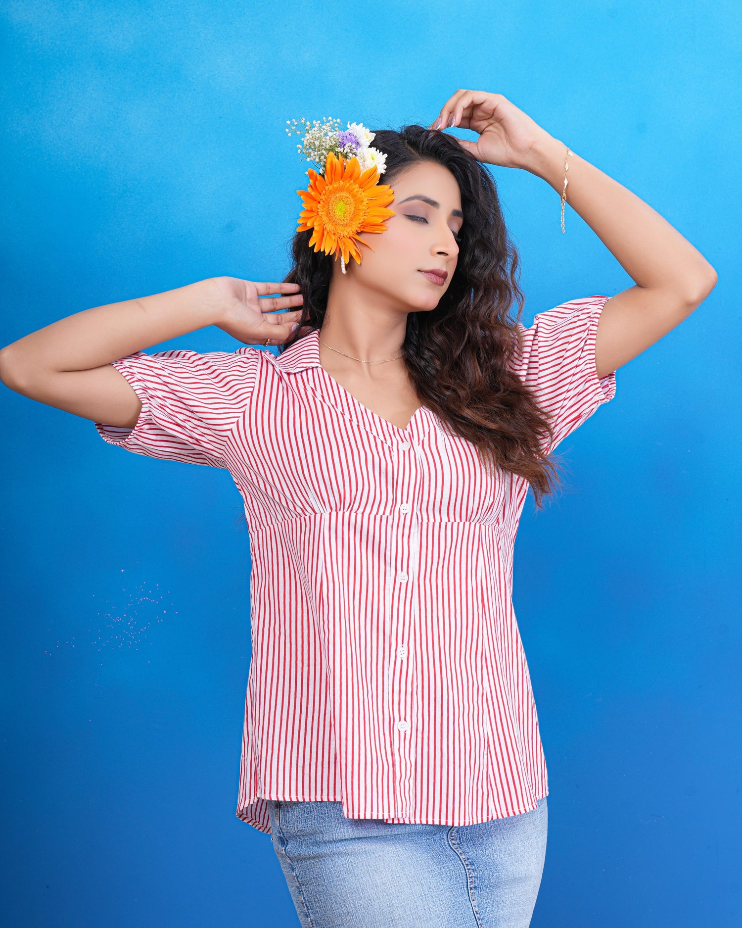 Cherry Breeze Stripe Pure Cotton Shirt