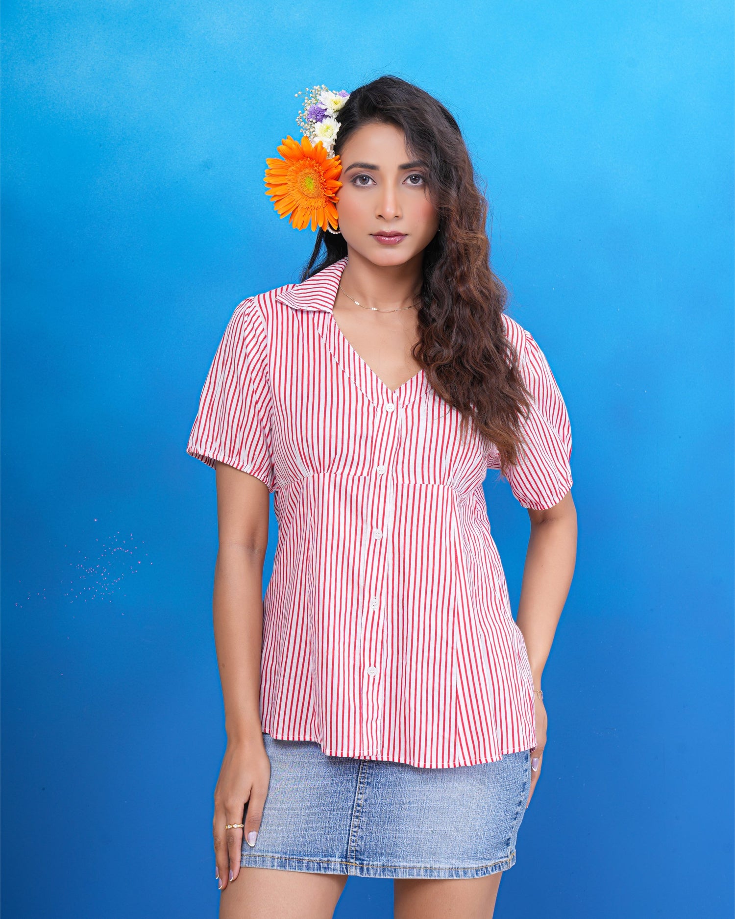 Cherry Breeze Stripe Pure Cotton Shirt