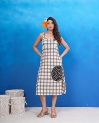 Ivory Check Breeze Pure Cotton Dress