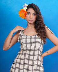 Ivory Check Breeze Pure Cotton Dress