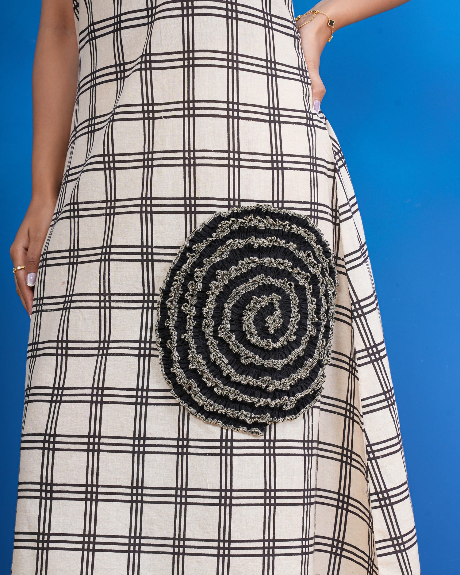 Ivory Check Breeze Pure Cotton Dress