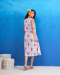 Lavender Meadow Stripe Cotton Dress