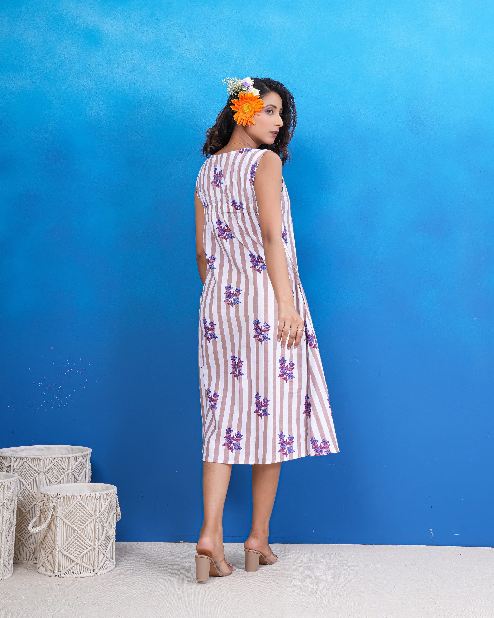 Lavender Meadow Stripe Cotton Dress
