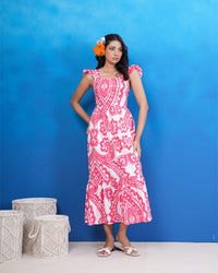 Pink Mirage Cotton Midi Dress