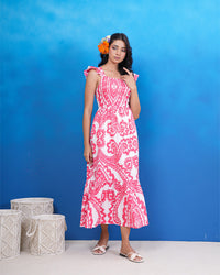 Pink Mirage Cotton Midi Dress