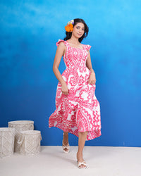 Pink Mirage Cotton Midi Dress