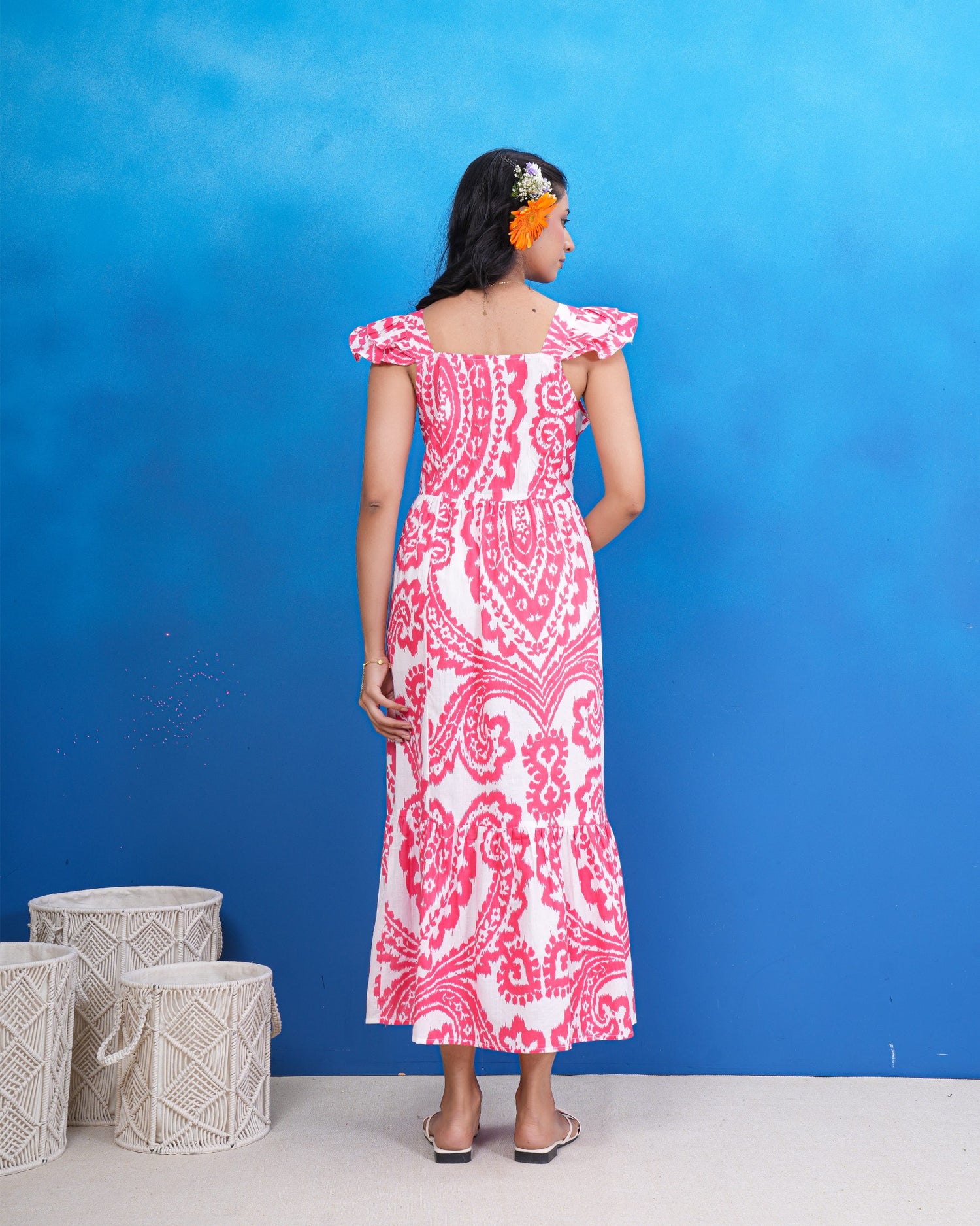Pink Mirage Cotton Midi Dress