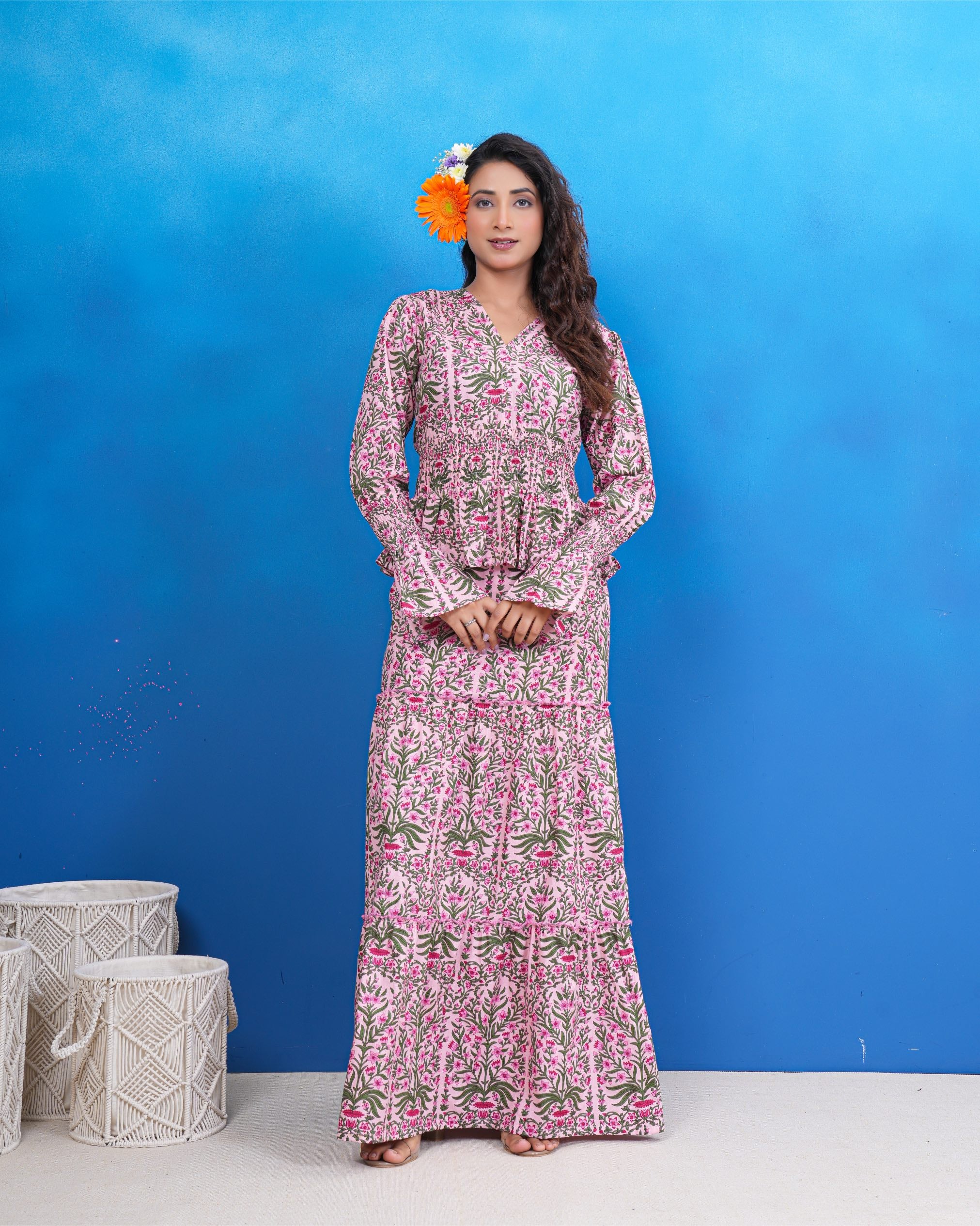 Rose Meadow Hand Block Inspired Co-Ord Set