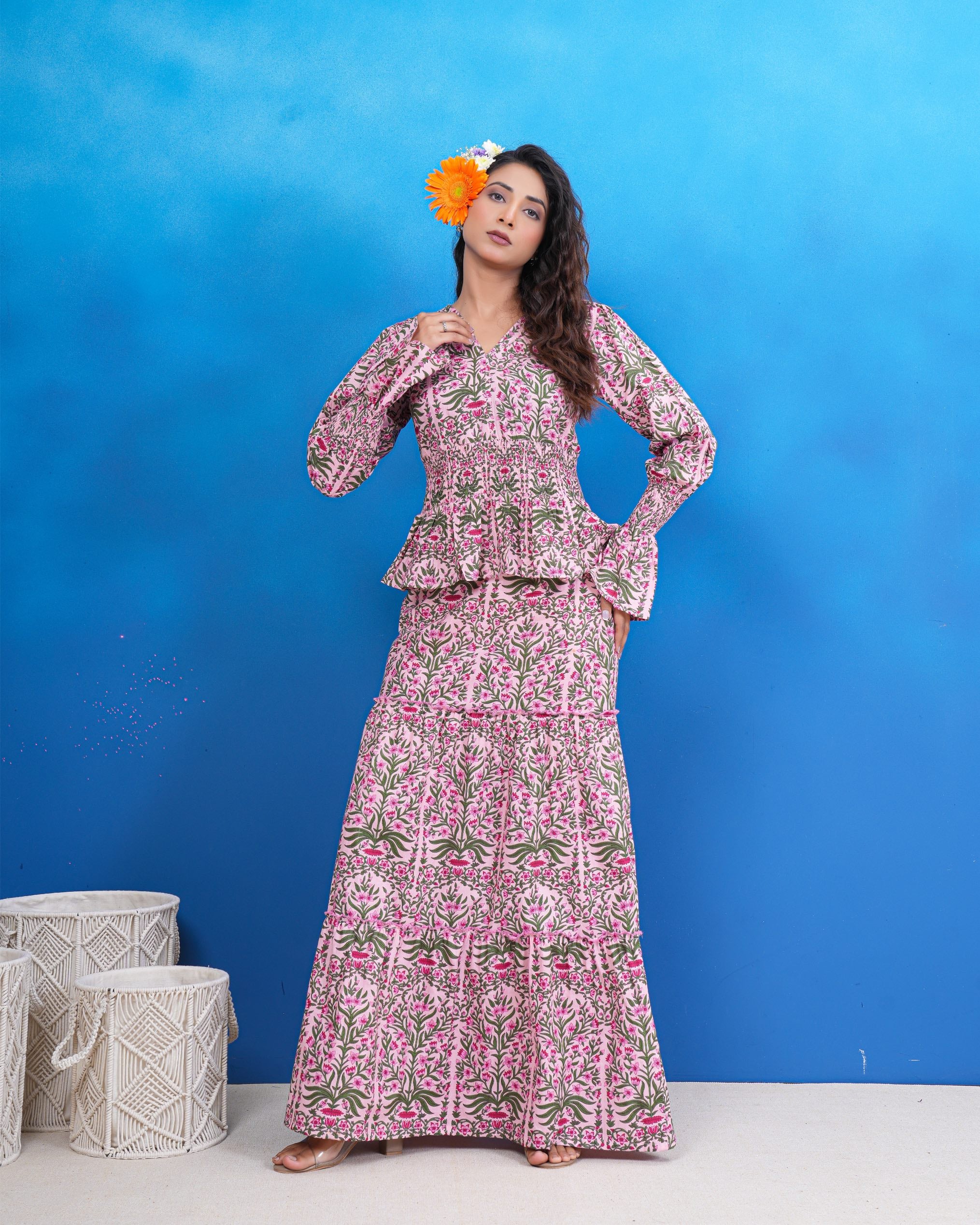 Rose Meadow Hand Block Inspired Co-Ord Set
