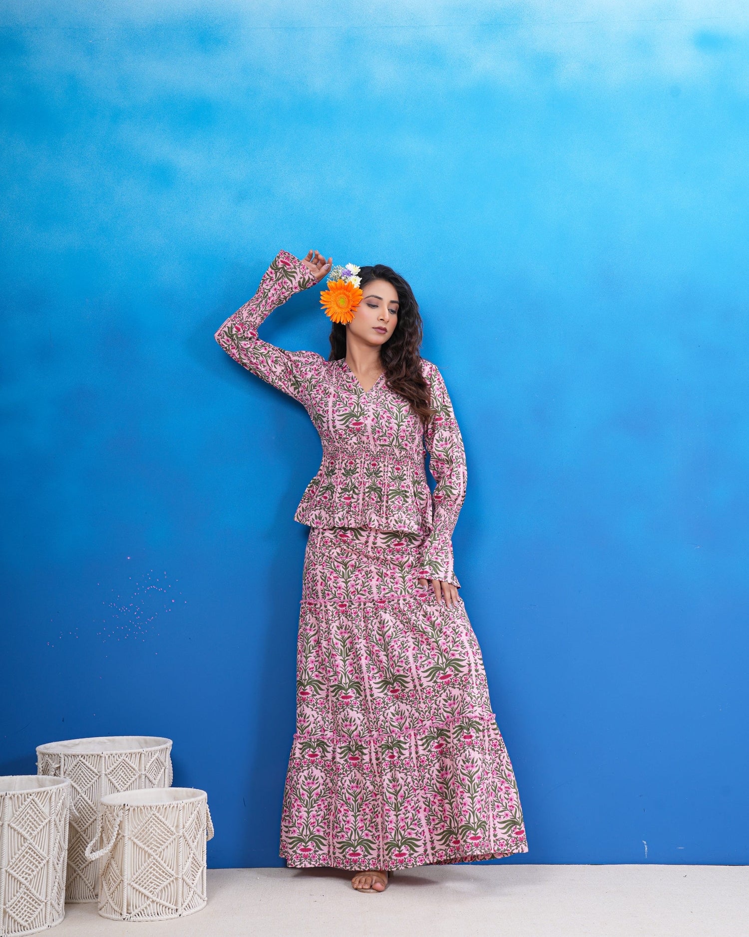 Rose Meadow Hand Block Inspired Co-Ord Set