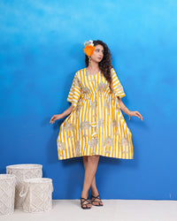 Sunlit Palm Breeze Kaftan Dress