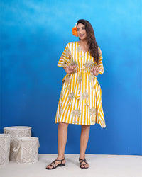 Sunlit Palm Breeze Kaftan Dress