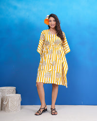 Sunlit Palm Breeze Kaftan Dress