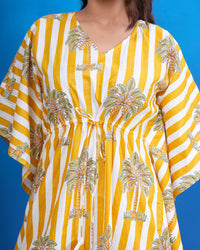 Sunlit Palm Breeze Kaftan Dress