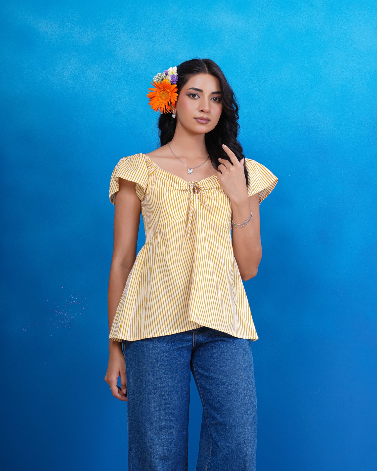 Golden Breeze Stripe Cotton Top