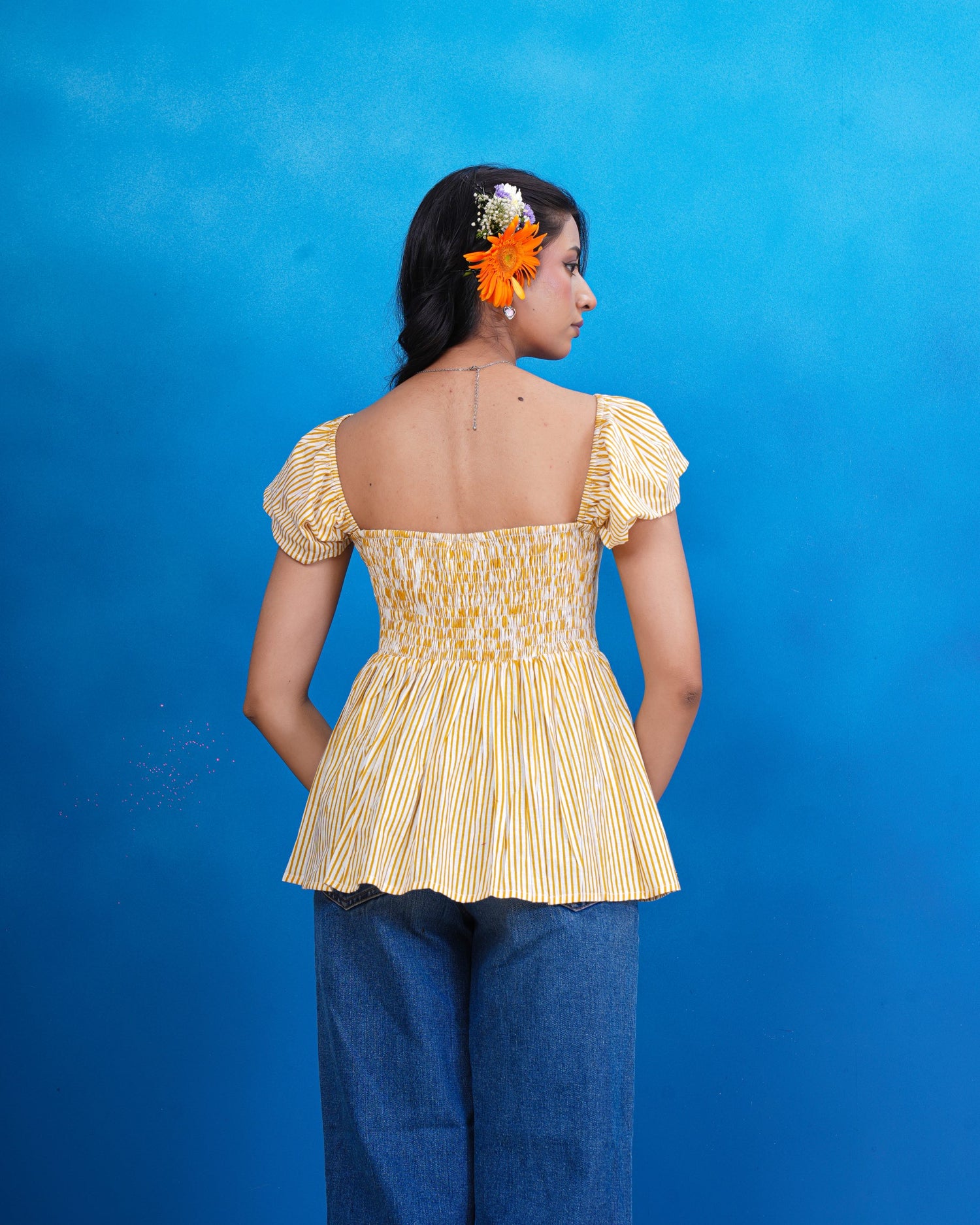 Golden Breeze Stripe Cotton Top