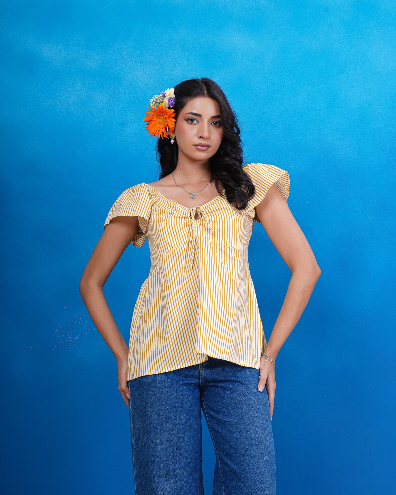 Golden Breeze Stripe Cotton Top