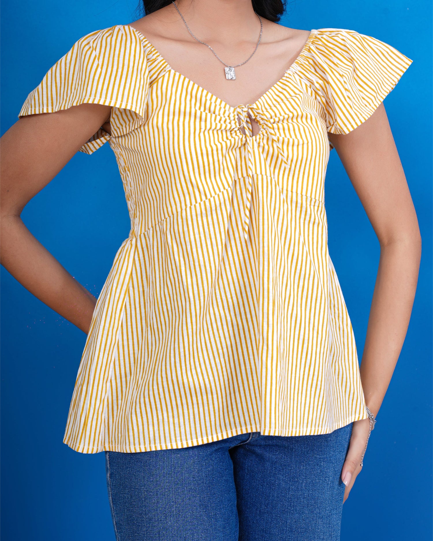 Golden Breeze Stripe Cotton Top
